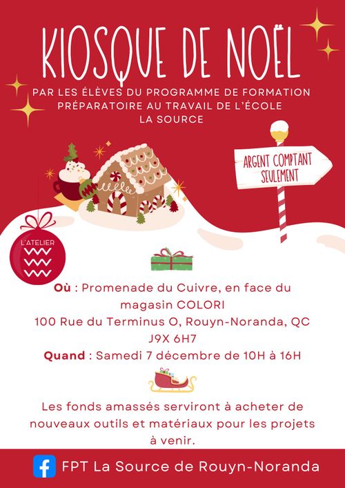 Kiosque de Noël du programme FPT de l’école La Source